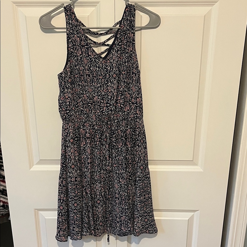 Maurices navy and Pink Patterned Dress